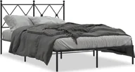 Inne meble do sypialni - Metalowa Rama Łóżka Z Wezgłowiem, Czarna, 120X190 Cm - miniaturka - grafika 1