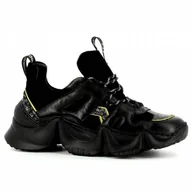 Trampki damskie - Czarne trampki damskie na modnej podeszwie CARINII - Carinii - miniaturka - grafika 1