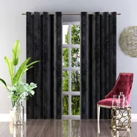Zasłony - Zasłona gotowa Welur Esti Fortepianowa czerń na przelotkach 135x245cm - miniaturka - grafika 1