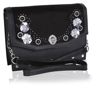 Torebki damskie - Czarna torebka ze srebrnymi ozdobami - miniaturka - grafika 1