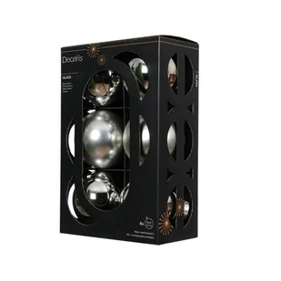 Bombka szklana mix połysk/mat śr. 8 cm srebrna 6 szt. - Bombki - miniaturka - grafika 1