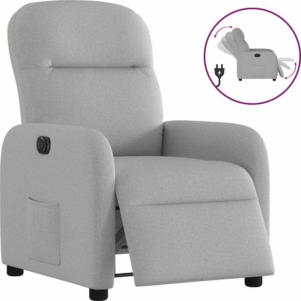 vidaXL Elektryczny fotel rozkładany Cloud Grey Fabric