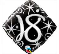 Balony i akcesoria - Qualatex Balon foliowy "Urodziny 18 Elegant Black", QUALATEX, 18" RBS 29993 - miniaturka - grafika 1
