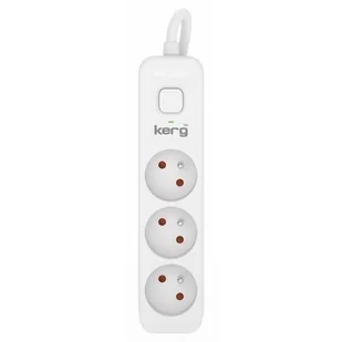 Przedłużacz KERG z wyłącznikiem M02377 3-gniazdowy 5m 3×1,0mm2 H05VV-F 10A/250V biały - Listwy zasilające - miniaturka - grafika 1