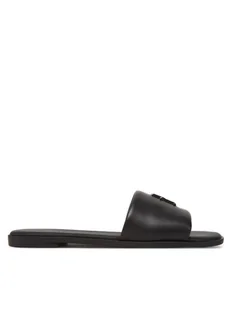 Tommy Hilfiger Klapki Th Logo Hardware Leather Mule FW0FW08806 Czarny - Klapki i japonki damskie - miniaturka - grafika 1