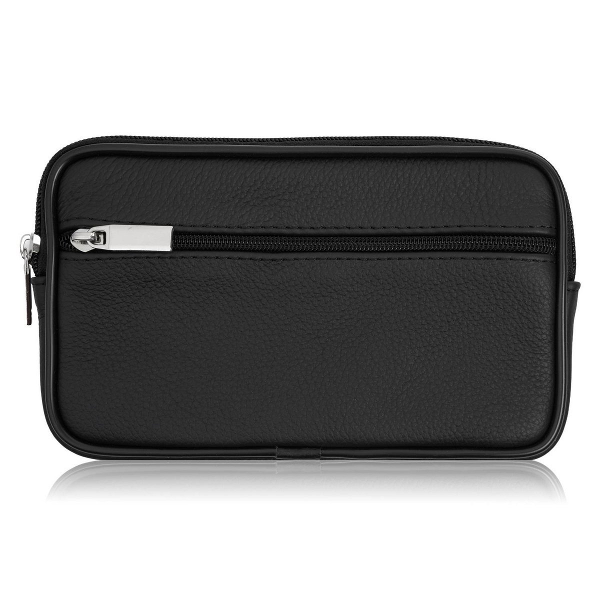 Męska czarna skórzana saszetka na pasek do ręki ABR-53