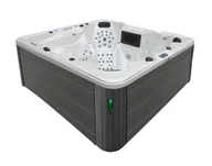Baseny ogrodowe - HYDROSAN - Wanna SPA Jacuzzi ogrodowe z hydromasażem 6-osobowa 230x230 cm BIAŁA PERŁA OBUDOWA CIEMNO-SZARE DREWNO SPA703A - miniaturka - grafika 1