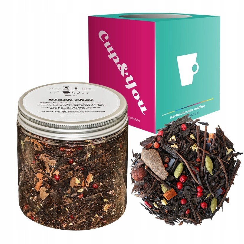Czarna herbata BLACK CHAI kardamon kakaowiec anyż gwiaździsty 120g - sypana liściasta herbata PREMIUM na prezent upominek podarunek Cup&You