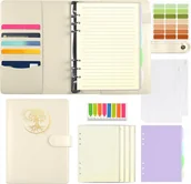 Planery - Segregator A5 180 Stron 100 G/M² Dziennik Skórzany Planer Kieszenie Biały - miniaturka - grafika 1