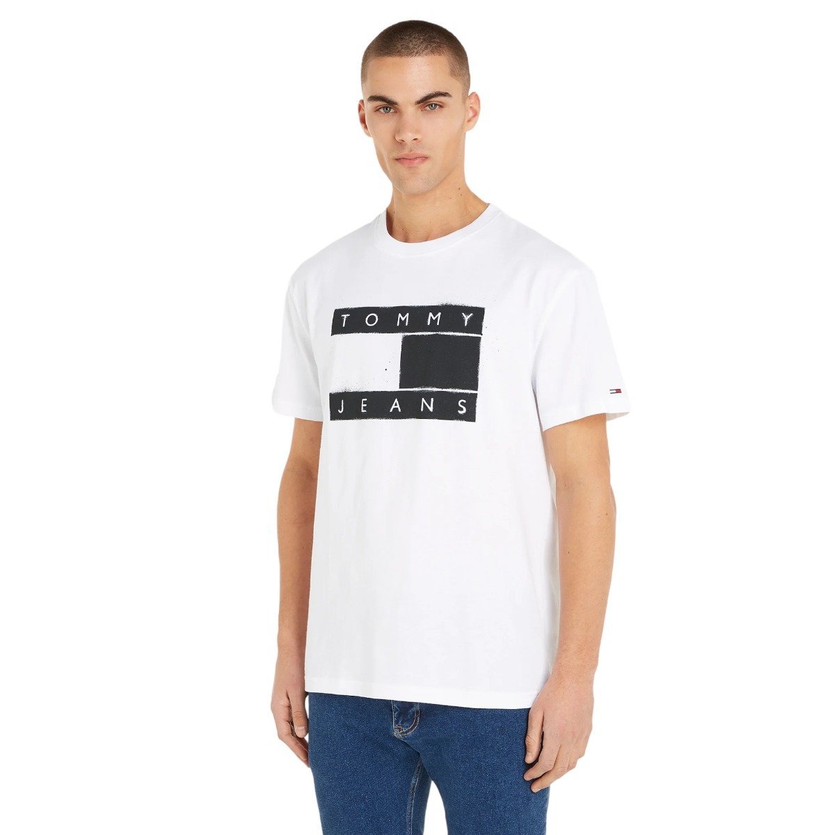 TOMMY HILFIGER KOSZULKA MĘSKA T-SHIRT TJM CLASSIC SPRAY FLAG TEE BIAŁA r.M