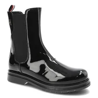 Botki damskie - Czarne Botki Tommy Hilfiger Modne Buty Damskie - miniaturka - grafika 1
