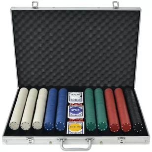 VidaXL Zestaw do pokera 1000 żetonów, aluminium - Zestawy do pokera - miniaturka - grafika 1