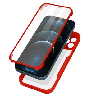 Etui na iPhone 12 Pro Plexiglas Tył i polimerowy przód Wzmocnione rogi czerwone - Etui i futerały do telefonów - miniaturka - grafika 1