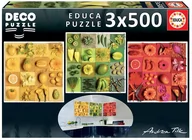 Puzzle - Educa Puzzle 3x500 elementów Egzotyczne owoce i kwiaty A.Tilk - miniaturka - grafika 1