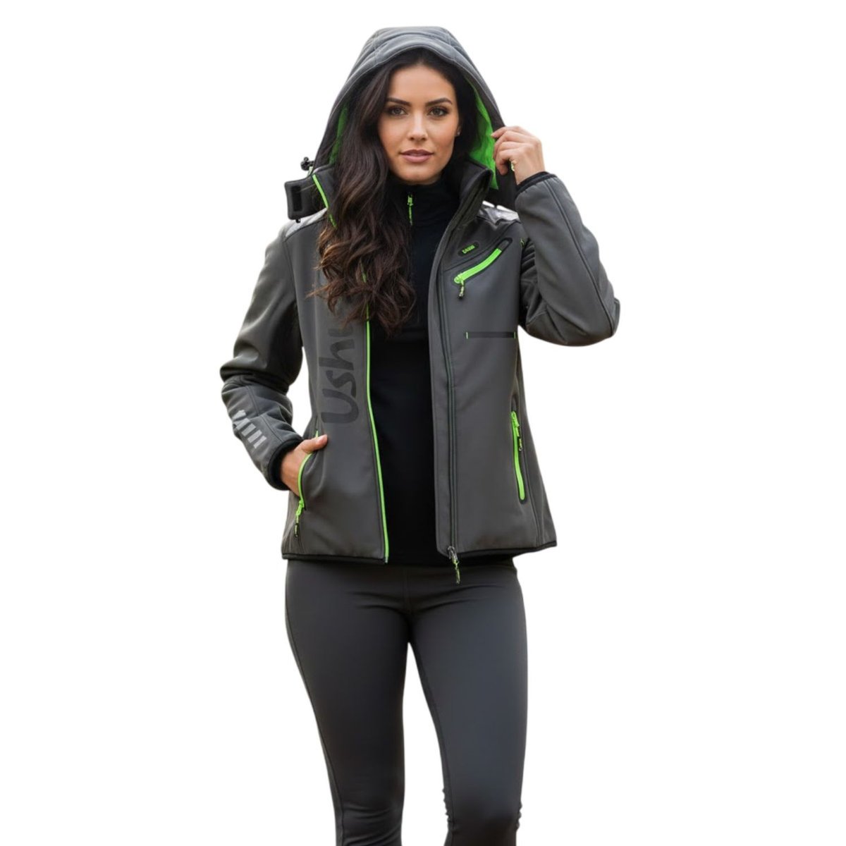 Kurtka damska Ushuaia Realiste z polarem softshell szara-S