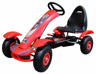Gokart na pedały Racing XL dla dzieci 3+ Czerwony + Pompowane koła + Regulacja fotela + Wolny bieg - Jeździki dla dzieci - miniaturka - grafika 1
