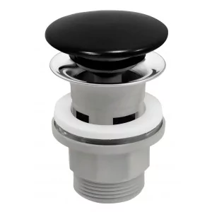 FERRO S288PPCB-B Zawór spustowy z przelewem, click-clack, 5/4", PP, ceramiczny czarny - Korki do umywalek - miniaturka - grafika 1