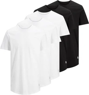 T-shirt męski JACK&JONES, 5-pak - JJENOA, krótki rękaw, okrągły dekolt, bawełna, gładki biały/czarny S - Koszulki męskie - miniaturka - grafika 1