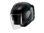 Kaski motocyklowe - Kask Otwarty Shark Skwal Jet Reptaia Czarny/Fioletowy/BrokatowyS - miniaturka - grafika 1