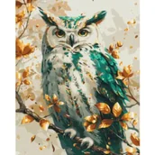 Malowanie po numerach - Malowanie po numerach BRUSHME 40x50 cm Gold Szmaragdowa Sowa - miniaturka - grafika 1
