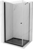 Kabiny prysznicowe - Mexen Pretoria kabina prysznicowa uchylna 70x100 cm, transparent, czarna + brodzik Flat, czarny - 852-070-100-70-00-4070B - miniaturka - grafika 1
