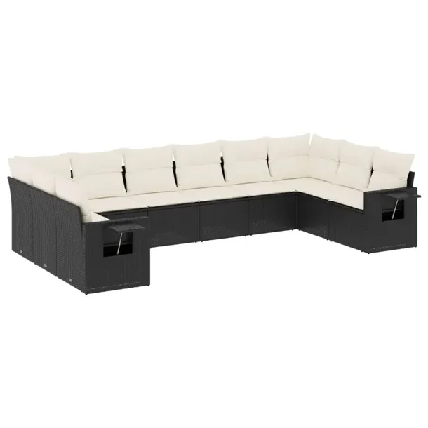 Zestaw wypoczynkowy rattan PE, czarny, 55x62x69 cm, kremowy