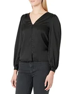 Bluzki damskie - Vila Damska bluzka z dekoltem w serek, rozmiar L/S/SU-NOOS, czarna, 40, czarny, 40 - miniaturka - grafika 1