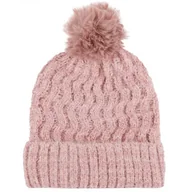 Czapki damskie - Czapka zimowa damska z akrylem z pomponem pleciona CZ-Z-17 różowy - miniaturka - grafika 1