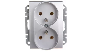 Schneider Electric Schneider Sedna aluminium gniazdo podwójne +0) do ramki SDN2800960 - Gniazdka elektryczne - miniaturka - grafika 1