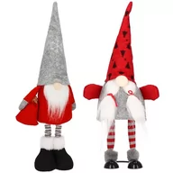 Ozdoby bożonarodzeniowe - Para skrzatów 40cm ozdoby świąteczne, krasnale świąteczne, gnomy czerwono-szare - miniaturka - grafika 1