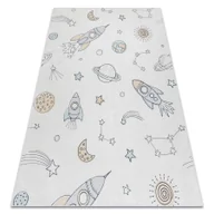 Dywany dla dzieci - Dywan do prania BAMBINO 1278 Kosmos, rakieta dla dzieci, antypoślizgowy - krem beżowy 80x150 cm - miniaturka - grafika 1