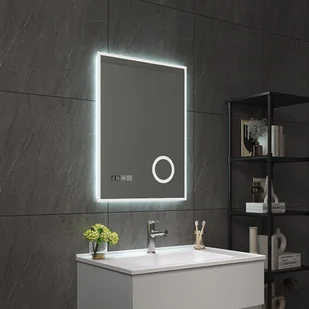 Lustro łazienkowe LED "Lizzano" ze 120 diodami LED Aluminiowa rama 60 x 80 cm Biały - Lustra - miniaturka - grafika 1