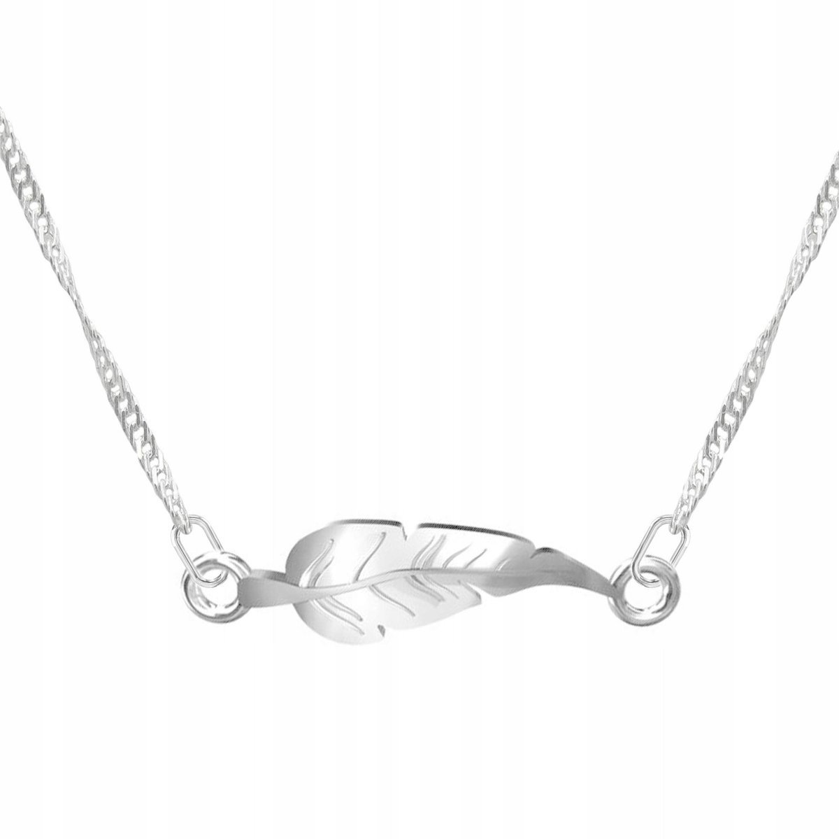 Naszyjnik Srebrny z Piórkiem Piórem Wisiorek Pióro Piórko SREBRO 925
