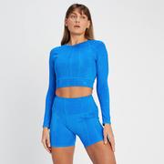 Koszulki i topy damskie - MP Women's Tempo Reversible Long Sleeve Crop Top - Electric Blue - S - miniaturka - grafika 1