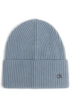 Czapki damskie - Calvin Klein Czapka damska z zawartością kaszmiru Kobiety dzianina grubo tkana niebieski jednolity, ONE SIZE - miniaturka - grafika 1