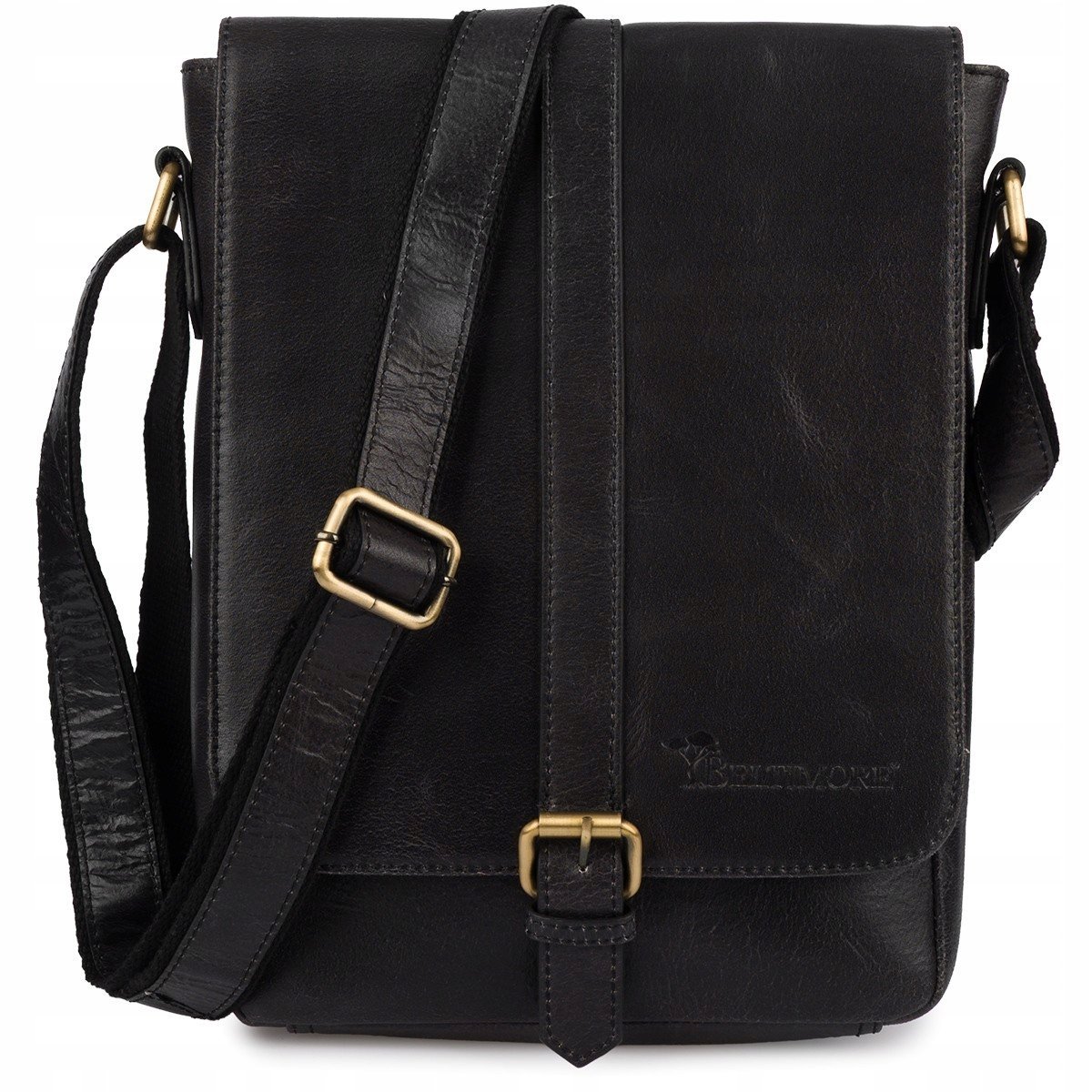 Torba męska skórzana na ramię zgrabna A4 elegancka Beltimore czarna N23