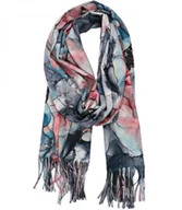 Apaszki i szaliki damskie - Szal szalik Chusta frędzle ciepły roślinny miękki gładki 180x70 cm - miniaturka - grafika 1