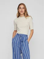 Bluzki damskie - Vila Bluzka 14088347 Beżowy Slim Fit - miniaturka - grafika 1