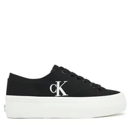 Trampki damskie - Tenisówki Calvin Klein Jeans Vulc Flatform Low Cv Mg YW0YW01763 Czarny - miniaturka - grafika 1