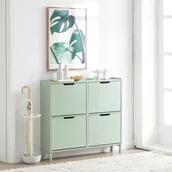 Szafki na buty - SoBuy wywrotka na buty z 4 klapami szafka na buty szafka na buty wąska komoda na buty stojak na buty zielony WHT ok. 100x90x19cm FSR100-GR - miniaturka - grafika 1