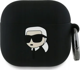 Karl Lagerfeld KLA4RUNIKK AirPods 4 cover czarny/black Silicone Karl Head 3D - Akcesoria do słuchawek - miniaturka - grafika 1