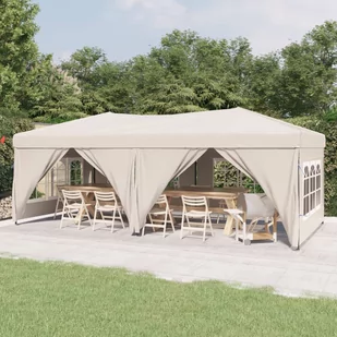 Składany namiot imprezowy ze ściankami, kremowy, 3x6 m - Pawilony ogrodowe - miniaturka - grafika 1