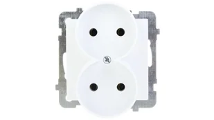 LEDart podwójne bez uziemienia, bez ramki - Ospel As GP-2GR/m/00, kolor biały, 16A/250V - Gniazdka elektryczne - miniaturka - grafika 2