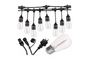 Girlanda ogrodowa łańcuch 20 m czarna + 20 żarówek LED E27 1W - Lampy ogrodowe - miniaturka - grafika 1