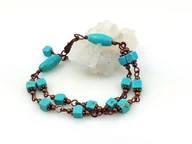 Bransoletki - Bransoletka z drutu miedzianego z howlitem, obwód 15.5 – 18 cm, waga 12 gram, znak Bliźniąt, Panny, Strzelca i Raka - miniaturka - grafika 1