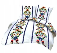 Pościel - pościel bawełna lux 140x200 + 1 poszewka B 257-9 łowicz niebieski jasny pas - miniaturka - grafika 1