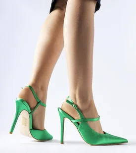 Zielone szpilki z odkrytą piętą Aquilone-39 - Półbuty damskie - miniaturka - grafika 1