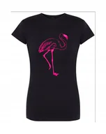 Koszulki i topy damskie - T-Shirt damski nadruk różowy FLAMING r.L - miniaturka - grafika 1