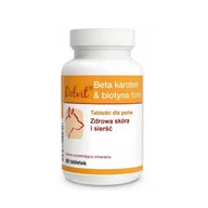 Suplementy i witaminy dla psów - Dolfos Dolvit Beta Karoten&Biotyna Forte 90 tabletek - miniaturka - grafika 1