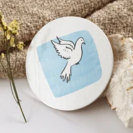 Kubki - Okrągła podkładka pod kubek - biały gołąb - miniaturka - grafika 1
